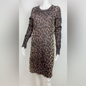 J. Crew Animal Print Long Sleeve Dress